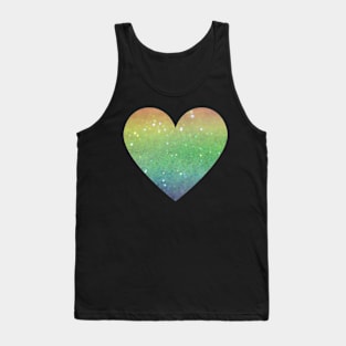 Rainbow Ombre Faux Glitter Heart Tank Top